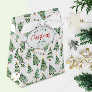 Merry Christmas tree pattern white green winter Favour Box