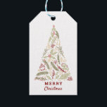 Merry Christmas Tree Pine Cones Holly Mistletoe Gift Tags<br><div class="desc">Simple and naturally rustic in shades of red, green and gold. The design features a Christmas tree made up of traditional winter foliage and greenery including holly, mistletoe, pine needles along with berries and Christmas ornaments. The trunk of the tree reads "Merry Christmas" and you can add your own personalised...</div>