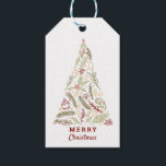 Merry Christmas Tree Pine Cones Holly Mistletoe Gift Tags<br><div class="desc">Simple and naturally rustic in shades of red, green and gold. The design features a Christmas tree made up of traditional winter foliage and greenery including holly, mistletoe, pine needles along with berries and Christmas ornaments. The trunk of the tree reads "Merry Christmas" and you can add your own personalised...</div>