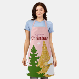Merry Christmas tree pink Apron