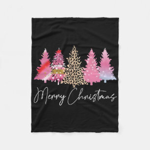 Merry Christmas Tree Pink Christmas Bright Xmas Ho Fleece Blanket