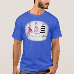 Merry Christmas Tree Pink Leopard, Christmas 2021  T-Shirt