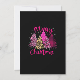 Merry Christmas Tree Pink Xmas Leopard Matching Fa Invitation