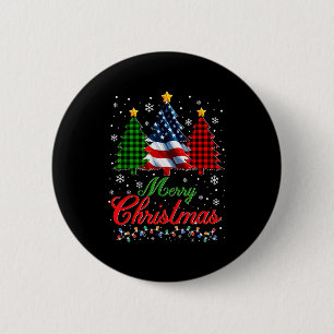 Merry Christmas Tree Plaid Us Flag Snowflake Xmas  6 Cm Round Badge