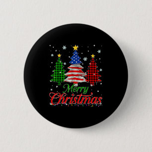 Merry Christmas Tree Plaid Us Flag Snowflake Xmas  6 Cm Round Badge