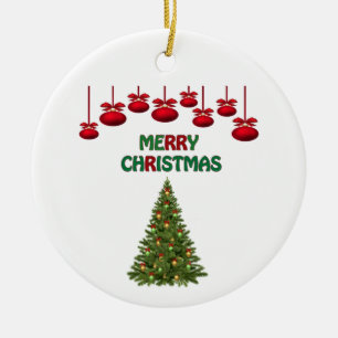 Merry Christmas Tree Presents Festive Holiday  Ceramic Tree Decoration