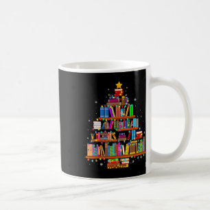 Merry Christmas Tree Reading Books Lover Librarian Coffee Mug