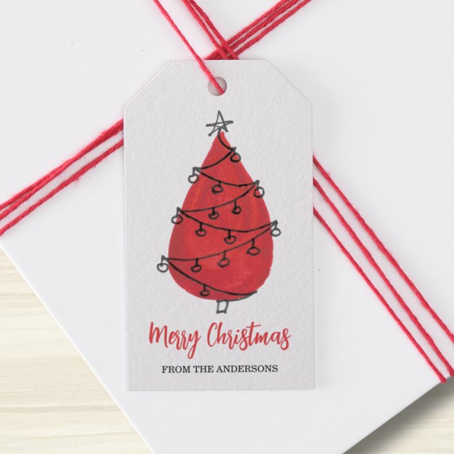 Merry Christmas Tree Red Gift Tags (Creator Uploaded)