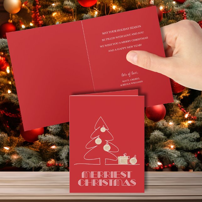 Merry Christmas Tree Red Holiday Card (Creator Uploaded)