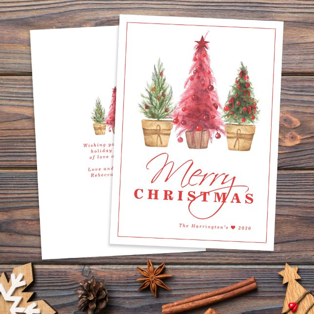 Merry Christmas Tree Red Holiday Card (Creator Uploaded)