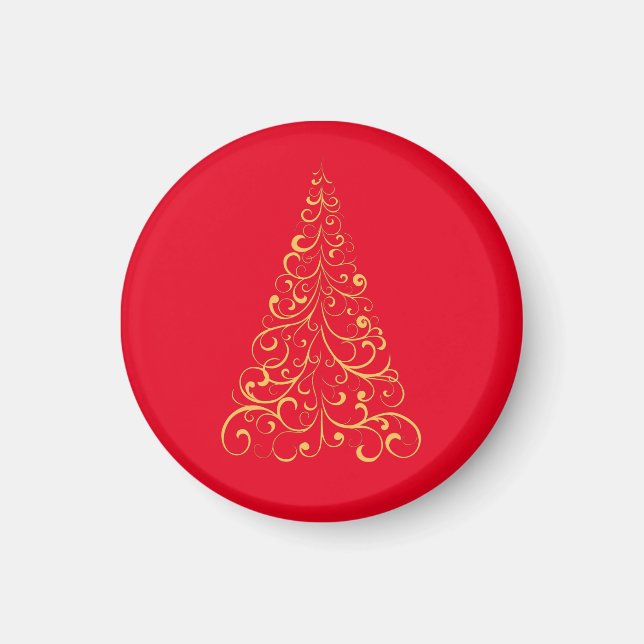 Merry christmas tree- red  magnet (Front)