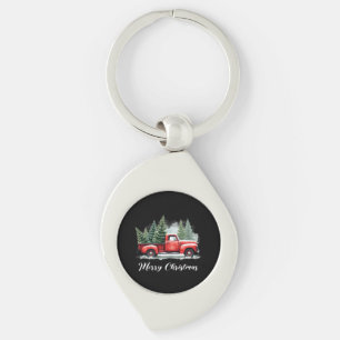 Merry christmas tree red Truck Key Ring