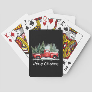Merry christmas tree red Truck Playing Cards