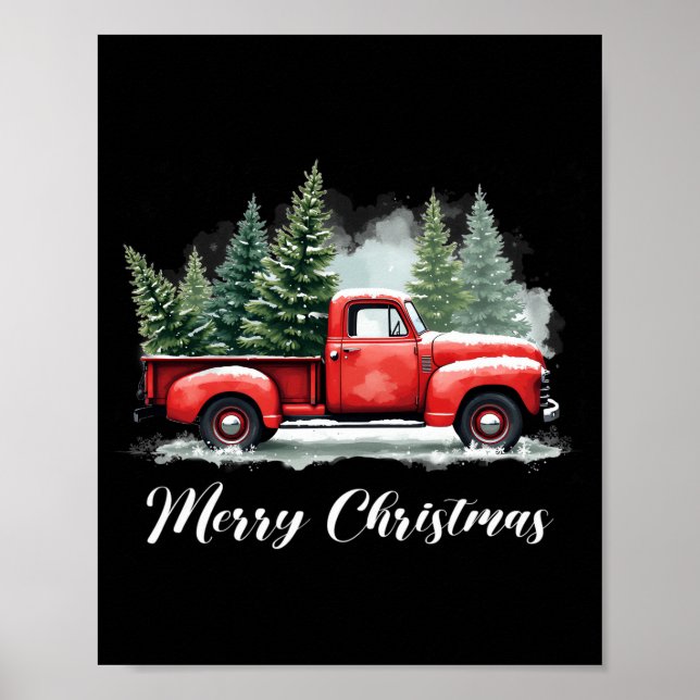Merry christmas tree red Truck Poster (Front)
