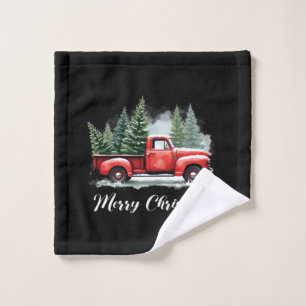 Merry christmas tree red Truck Wash Cloth