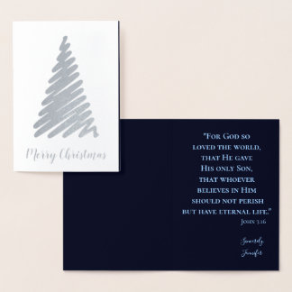 Merry Christmas Tree Religious Foil Card