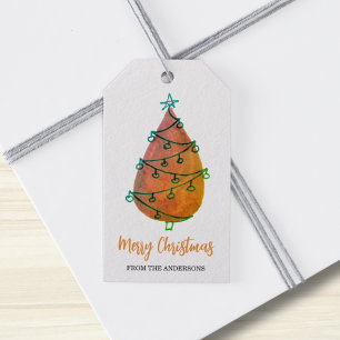 Merry Christmas Tree Rust Gift Tags