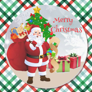 Merry Christmas Tree & Santa Card Envelope Sticker