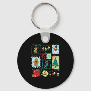 Merry Christmas Tree Santa Gingerbread Coquette Bo Key Ring
