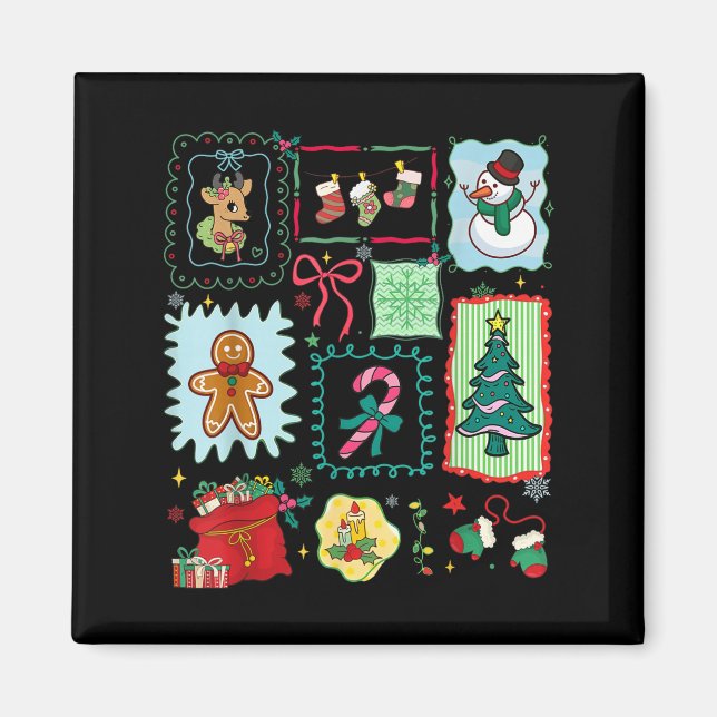 Merry Christmas Tree Santa Gingerbread Coquette Bo Magnet (Front)