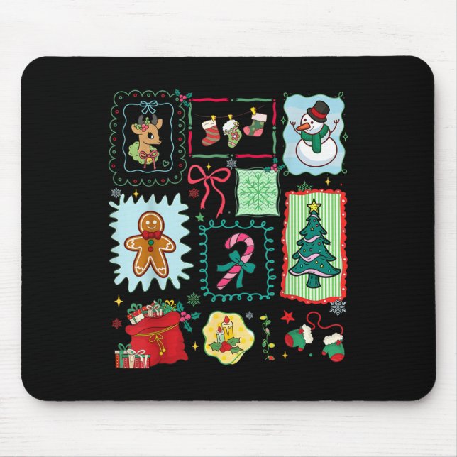 Merry Christmas Tree Santa Gingerbread Coquette Bo Mouse Mat (Front)