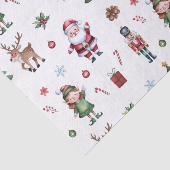 Merry Christmas tree Santa Reindeer Nutcracker    Tissue Paper (Detail)