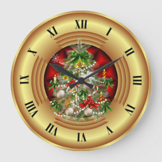 Merry Christmas Tree ~ Season’s Greetings ~ Large Clock