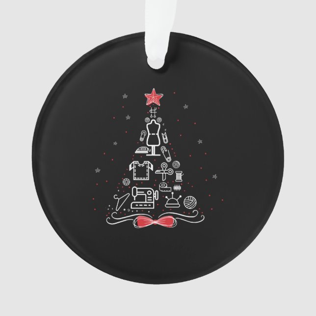 Merry Christmas Tree Sewing Crochet Tools, Ornament (Front)