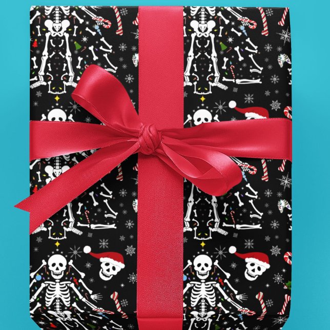 Merry Christmas Tree Skeleton Pattern Wrapping Paper (Creator Uploaded)