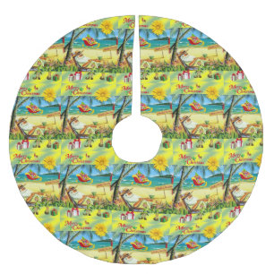 Merry Christmas Tree Skirt Beach Bum Santa Claus