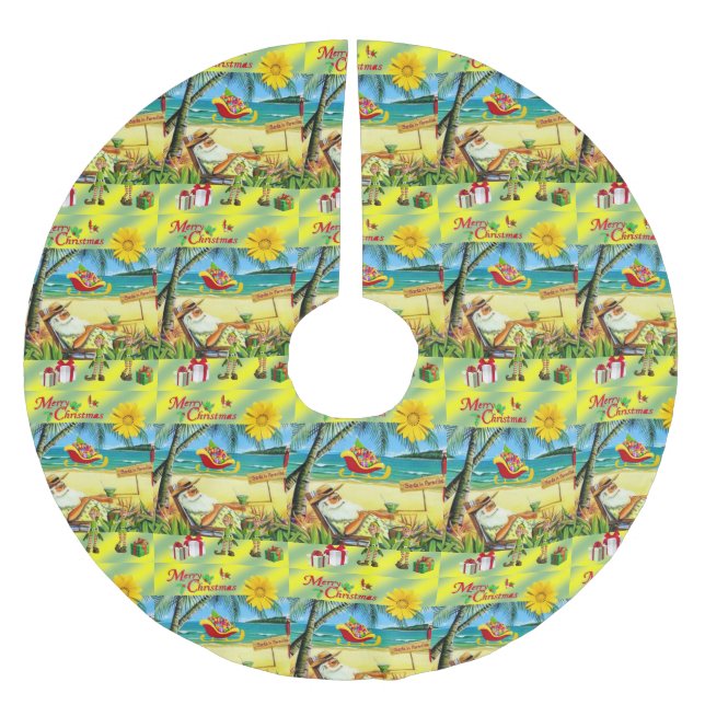 Merry Christmas Tree Skirt Beach Bum Santa Claus (Front)