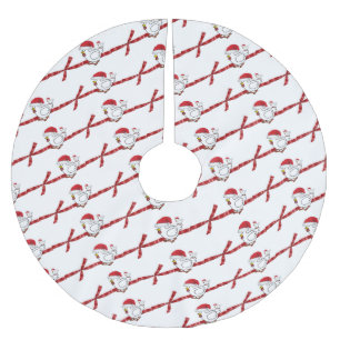 Merry Christmas Tree Skirt Chick Santa Claus Hat