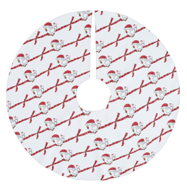 Merry Christmas Tree Skirt Chick Santa Claus Hat  (Front)