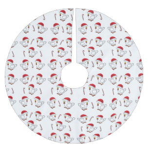Merry Christmas Tree Skirt Chicks Santa Hats