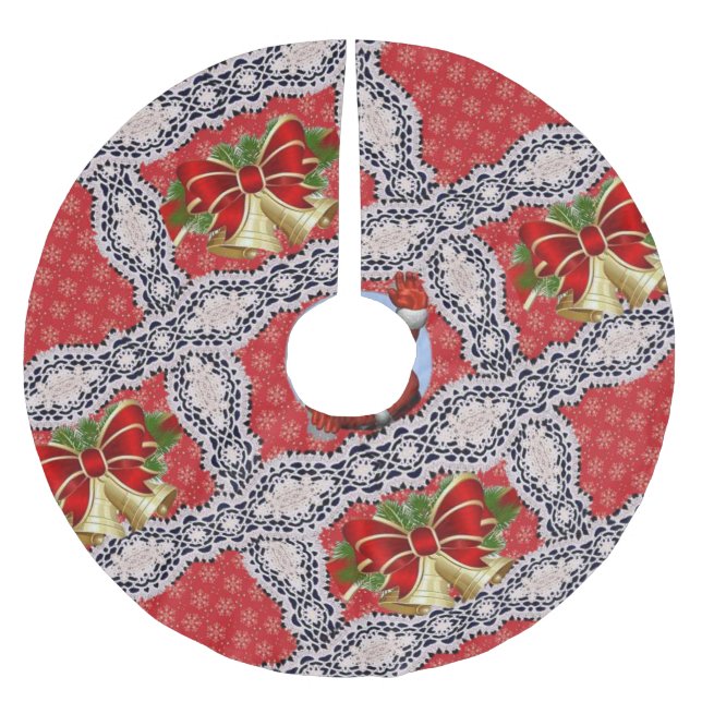 Merry Christmas Tree Skirt Gold Christmas Ornament (Front)