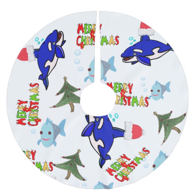 Merry Christmas Tree Skirt Shark Fish (Front)