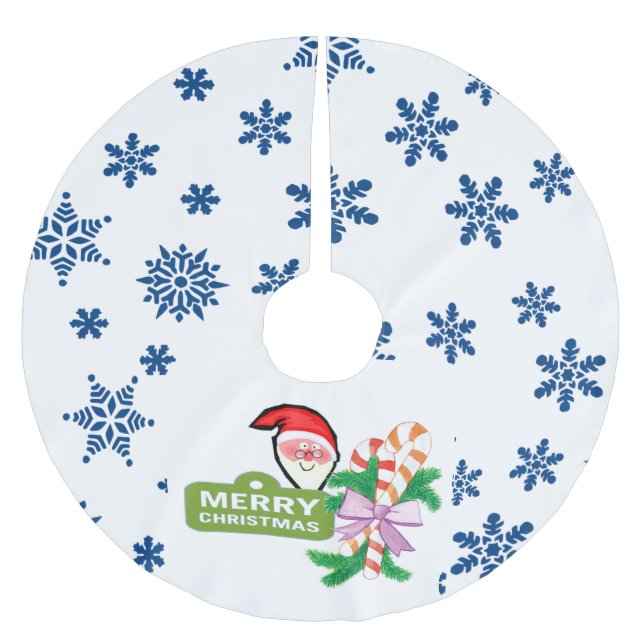 Merry Christmas Tree Skirt Snowflake Santa Claus (Front)