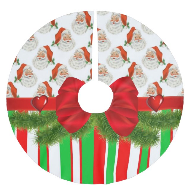 Merry Christmas Tree Skirt Vintage Santa Claus  (Front)