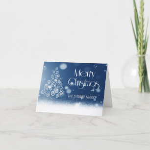 Merry Christmas Tree Snow Business Holiday Card