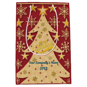 Merry Christmas Tree, Snowflake & Star Silhouettes Medium Gift Bag