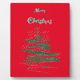Merry Christmas Tree Snowflakes Plaque