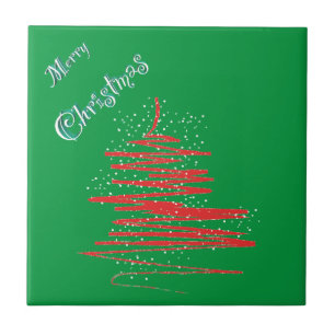 Merry Christmas Tree Snowflakes Tile