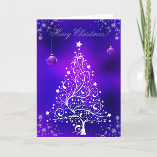 Merry Christmas Tree Snowflakes Winter Art Holiday Card