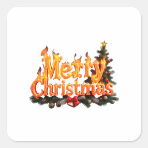Merry Christmas Tree Square Sticker