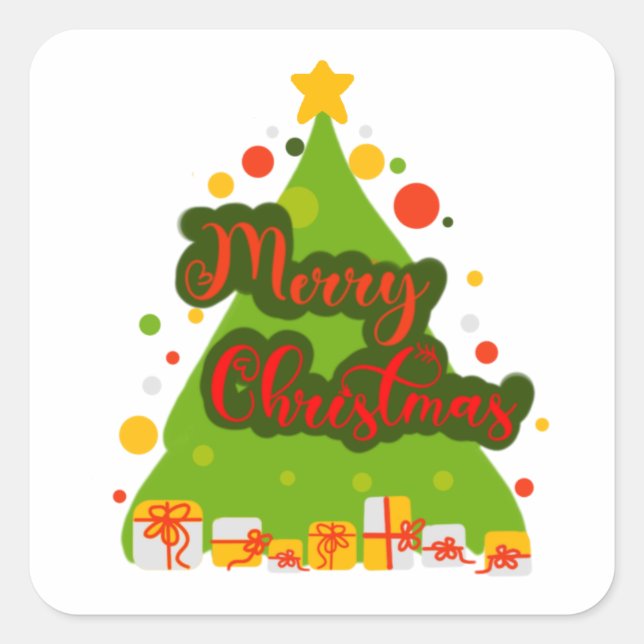 Merry Christmas Tree sticker (Front)
