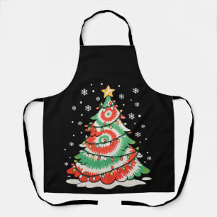 Merry Christmas Tree Tie Dye Xmas Retro Vibes Apron