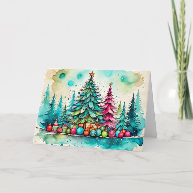 Merry Christmas Tree | Tis The Seasons Holiday Card (Front)