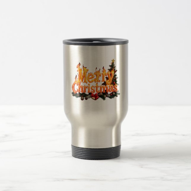 Merry Christmas Tree Travel Mug (Center)