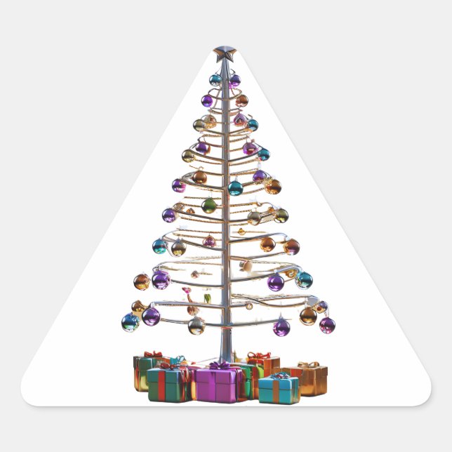 Merry Christmas Tree Triangle Sticker (Front)