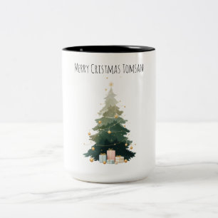 "Merry Christmas Tree Two-Tone Gift Mug
